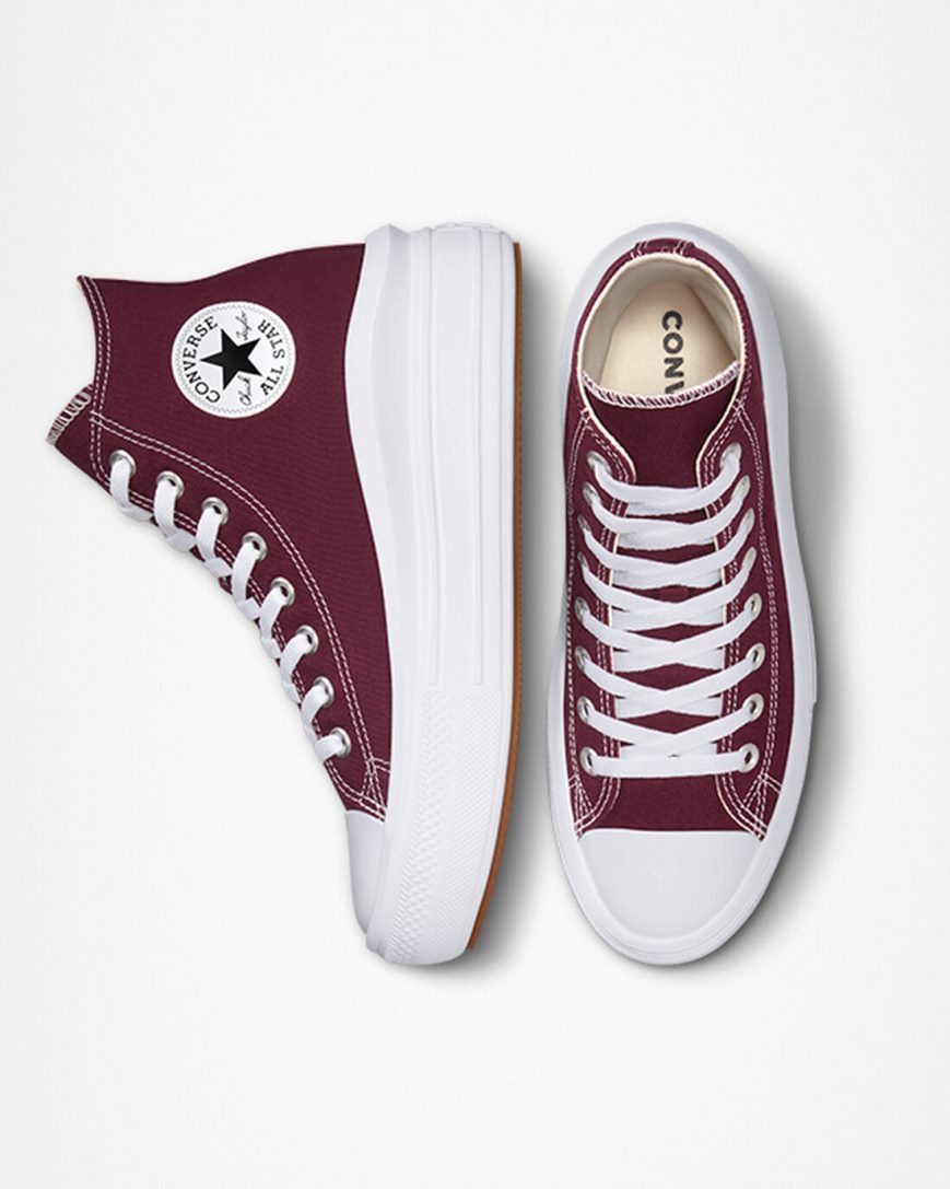 Women's Converse Chuck Taylor All Star Move Seasonal Color High Top Platform Shoes Dark Red / White | AU 8C041Q